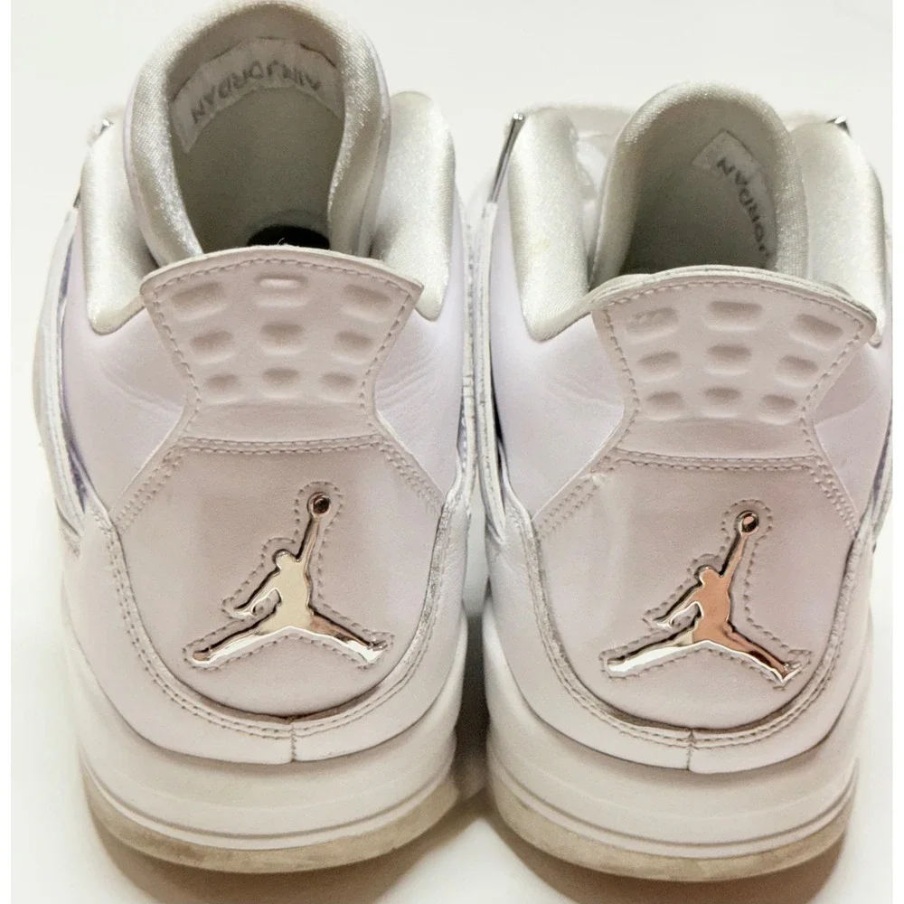 Air Jordan 4 Retro Pure Money White Metallic Silver Mens‎ Size 12 Sneakers